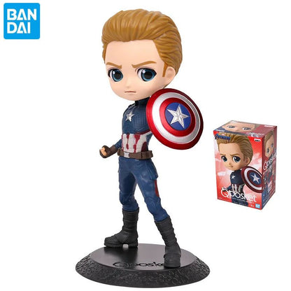 BANDAI Original Banpresto Qposket Marvel Vingadores Homem de Ferro Capitão América Loki Thor Figuras Colecionáveis
