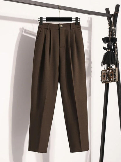 Plus Size Pants Woman 2025 Autumn Winter New Arrival High Waist Suit Pants High Quality Korean Style Straight Trousers