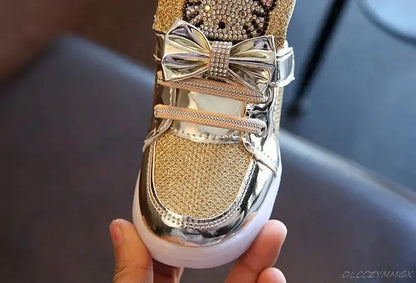 New Disney Children Luminous Shoes Boys Girls Hello Kitty Shoes Flashing Lights Fashion Sneakers Toddler Little Kid LED Sneakers