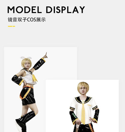 Just Saiyan2025  Kagaminee Rin/Len Cosplay with Ears Collab Series: Kagaminee Rin Len Cosplay Top Shorts Costumes Cosplay Outfit