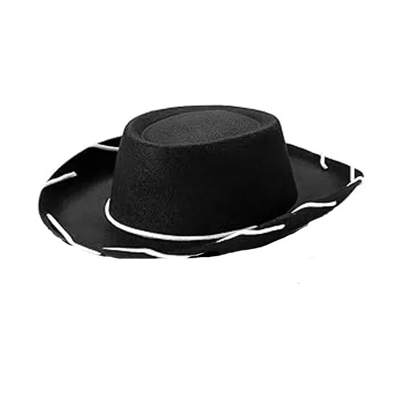 Chapéu de Cowboy Marrom e Vermelho de Feltro Estilo Lenhador Ajustável com Aba Larga Ocidental para Esportes ao Ar Livre Escalada Festa no Deserto Suprimentos