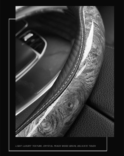 Capa para Volante de Carro com Acabamento em Madeira de Pêssego Antiderrapante para Todas as Estações Capa Universal para Volante Automotivo  Serve em Volantes de 14,5-15"
