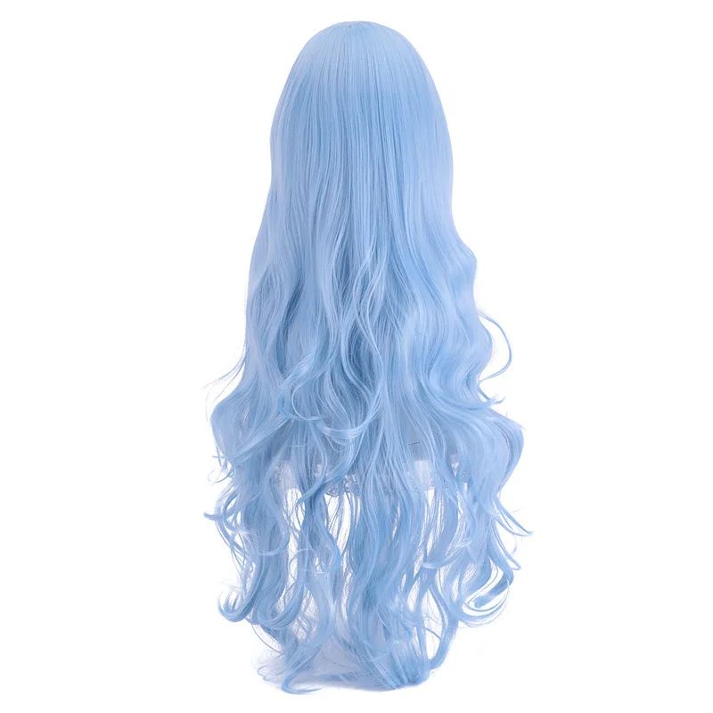 High Quality Ayanami Rei Cosplay Wig Anime EVA Long Cyan Blue Curly Synthetic Hair Heat Resistant Halloween Party Wigs