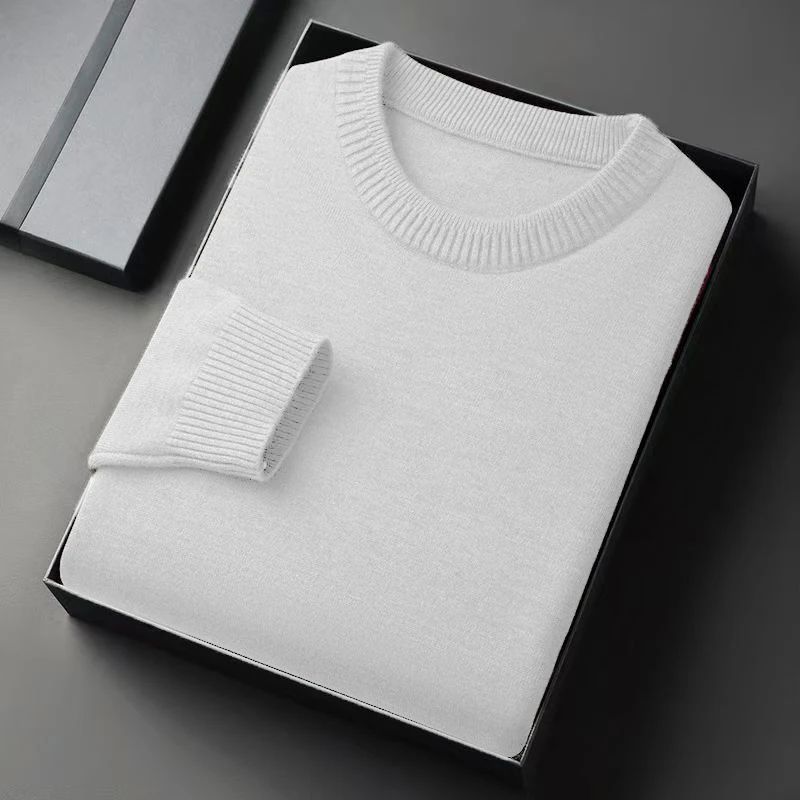 Autumn New Men's Round Neck Pullover Long Sleeved Knitted Sweater Retro Lightweight Sports Shirt Soild Color Casual Jacket