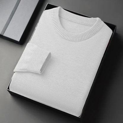 Autumn New Men's Round Neck Pullover Long Sleeved Knitted Sweater Retro Lightweight Sports Shirt Soild Color Casual Jacket