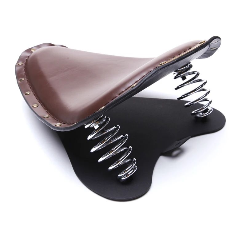 1 CONJUNTO de Assento Solo de Couro Retrô para Motocicleta + Suporte de Mola de 3" para Harley Custom Chopper Sportster Para Bobber Para Honda Para Yamaha