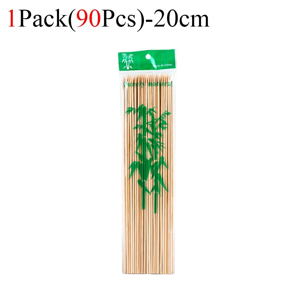 90/450pcs Bamboo Stick Food Grade Bamboo Skewer Sticks Disposable Natural Wood Long Stick Barbecue Fruit BBQ Tools 15/20/25/30cm
