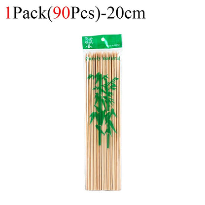 90/450pcs Bamboo Stick Food Grade Bamboo Skewer Sticks Disposable Natural Wood Long Stick Barbecue Fruit BBQ Tools 15/20/25/30cm