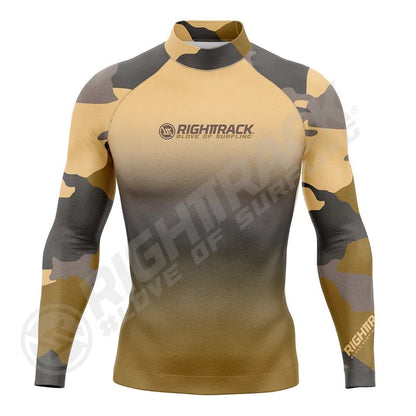 New Men's Surfing Shirt Camouflage Gradient Lycra Rashguard RIGHTTRACK Surf Sportswear Beach UV Protection Swimwear UPF50