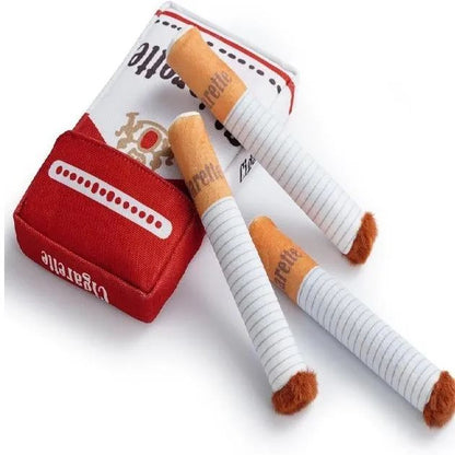 Brinquedos interativos engraçados de pelúcia para cães, design criativo de cigarro, brinquedo de mastigar que faz barulho para cães, o presente perfeito para cães brincarem