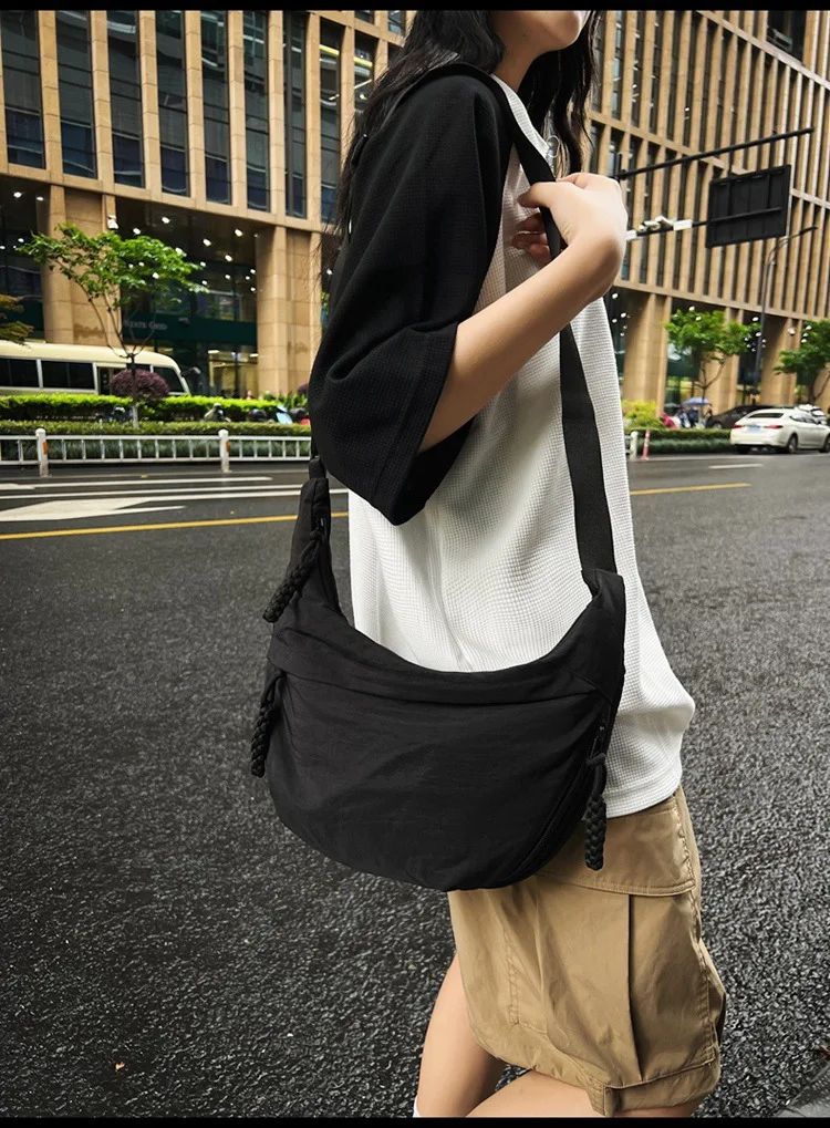 Trendy Women's Soft Cloth Shoulder Bag Solid Color Student Casual Style Big Handbags Crossbody Bags for Women Shoulder Hobos Bag