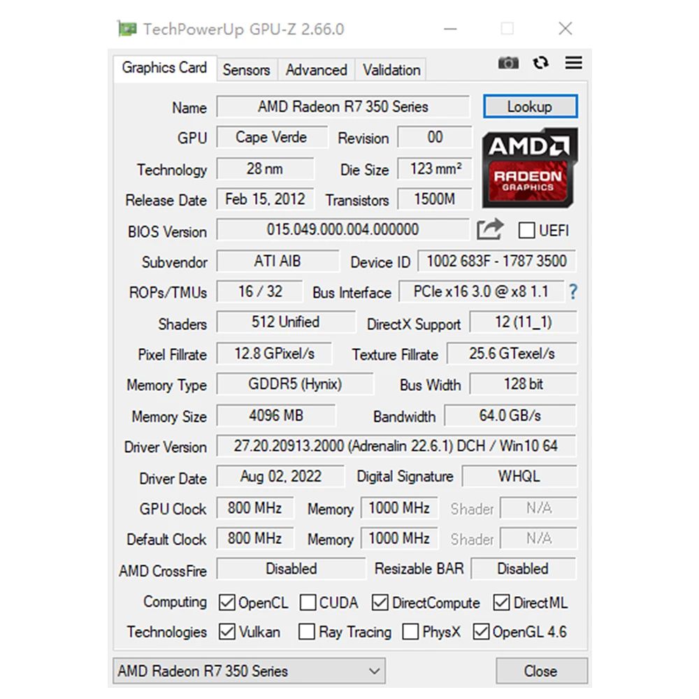 Placa de Vídeo SOYO AMD Radeon R7 350 4GB Memória DDR5 128Bit HDMI-compatível VGA DVI para Componentes de Computador de Mesa