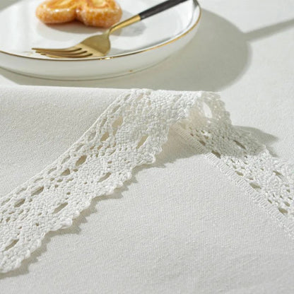 Classic White Lace Tablecloths Rectangle Dust-Proof Table Covers for Living Room Kitchen Dinner Picnic Tabletop Home Decorations