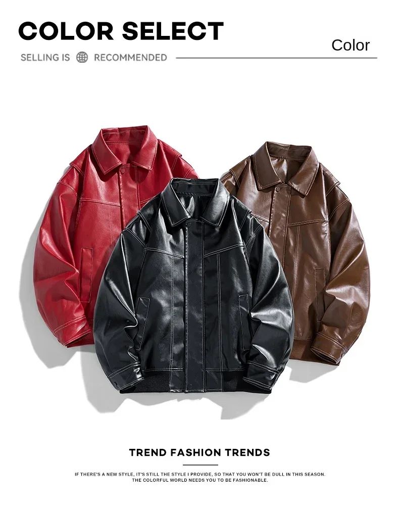 Spring Autumn New Loose Trend Men Couple Jacket Lapel Motorcycle Handsome Coats Europe The United States Trend Leather Jacket