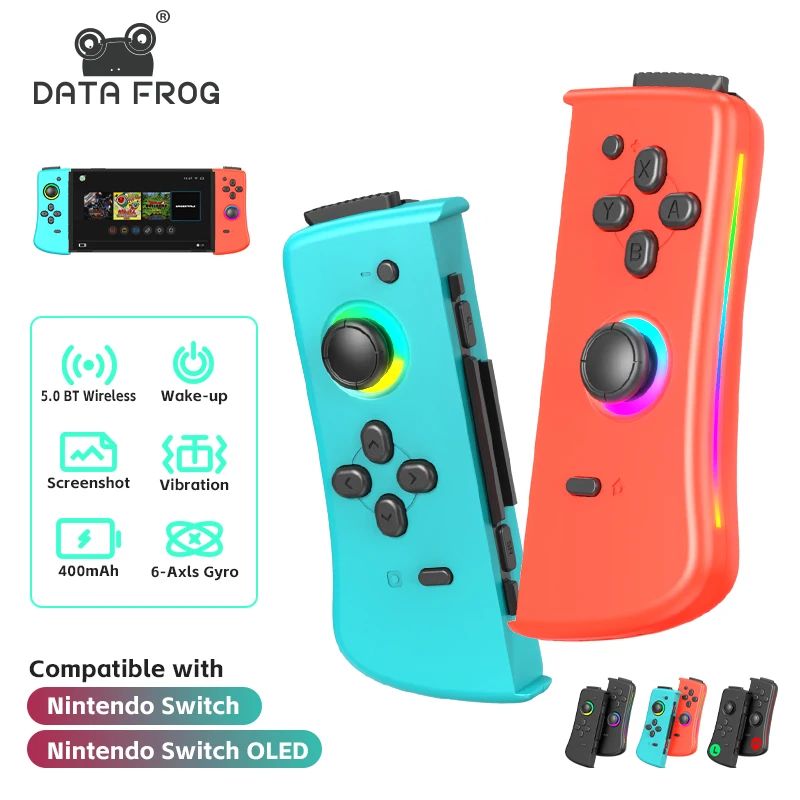 DATA FROG 2Pcs Wireless Joy Pad Game Controller With 6 Axis Gyro Wake Up Function For Switch Game Console Gaming Accessories