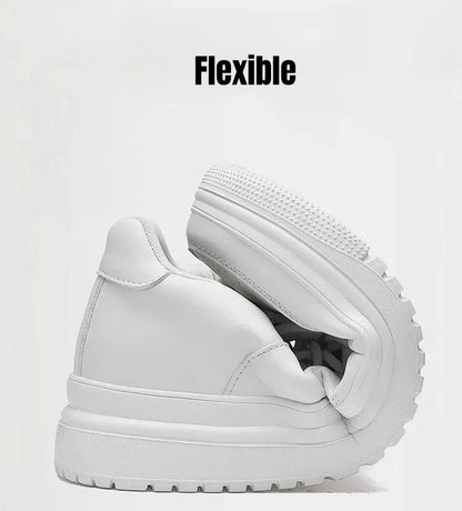 PDEP Tênis Masculino Aumento de Altura 10cm Invisível Elevador Branco Couro Esportivo Zapatillas De Hombre Tamanho Grande 46