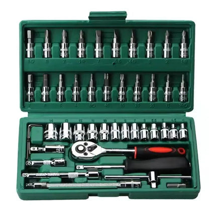 Jogo de Caixa de Ferramentas para Moto Chave Catraca Rápida 150/46pçs Jogo de Soquetes Bits Caixa de Ferramentas de Grau Industrial Ferramentas de Reparação Automotiva Manutenção de Carros