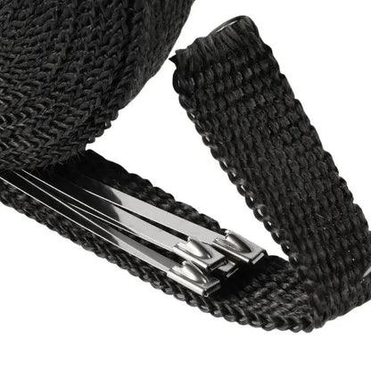 5M Roll Fiberglass Heat Shield Motorcycle Exhaust Thermal Tape Header Pipe Heat Wrap Tape Thermal Protection with Stainless Ties