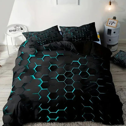 Colorful Geometry Bedding Set - Duvet Cover With Pillowcase For Single Double Bed Kids Adults Queen King Size Options Available