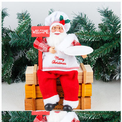 Chef Santa Claus Christmas Decorations Christmas Home Table Decoration Ornaments Old Man Doll Hanging Legs Sitting Chef Old Man