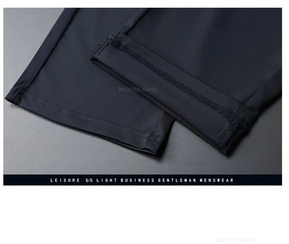Spring Summer Ultra-thin Casual Pants Men's High Elastic Ice Silk Quick-dry Straight Draped Business Trousers Male Korean