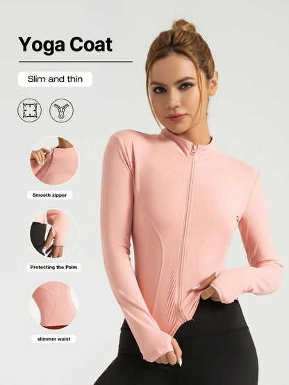 S-3XL New Style Workout Jacket Women Seamless Sports Outerwear Yoga Running Coat Stretchy Zip Up Gym Wear Slim Fit Breathable