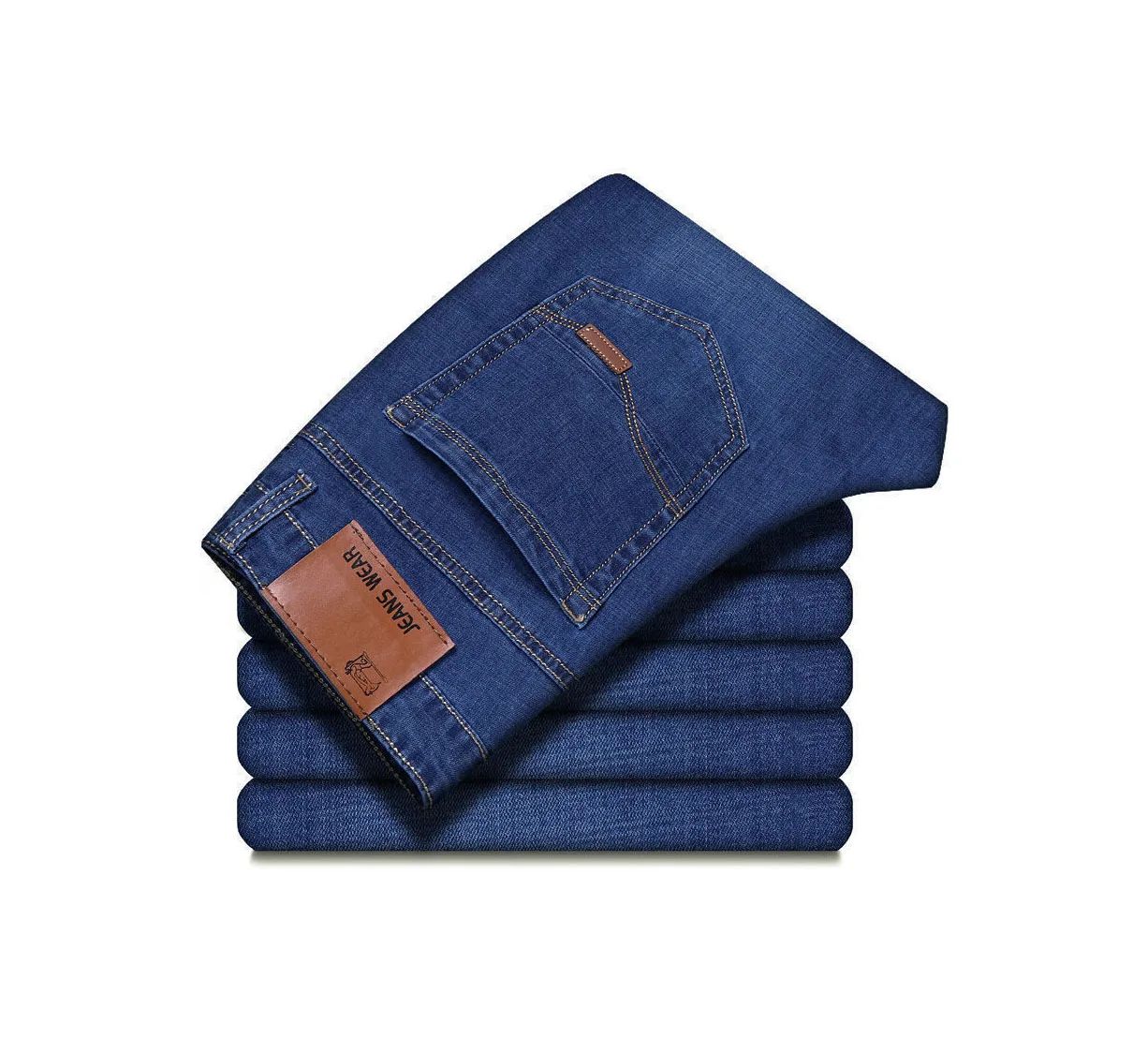 2025 Spring Autumn New Men's Jeans Casual Straight Stretch Fashion Classic Blue Black Work Denim Trousers Male Brand Clothing