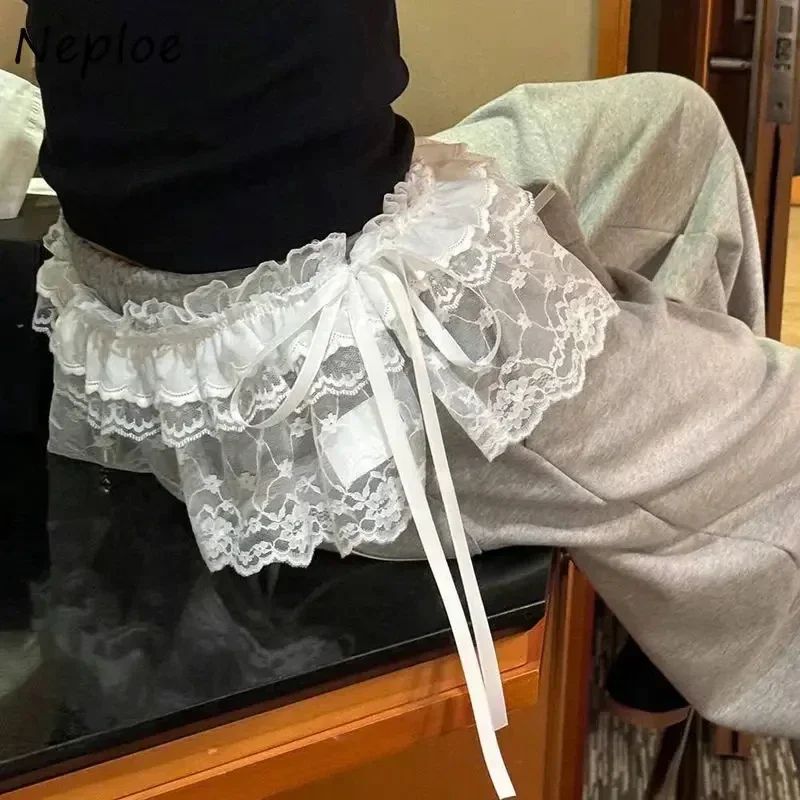 2025 Spring Summer Women Y2K Korean Lace Mini Layered Skirt Streetwear Lace Up Ruffles Harajuku High Waist Pleated Ladies Skirts