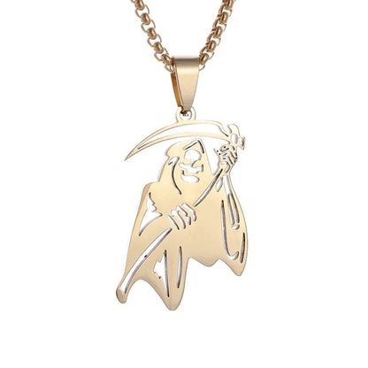 Colar Pingente Ceifador da Morte Gótico Misterioso Diabo Masculino Personalidade Punk Retro Halloween Joias da Moda