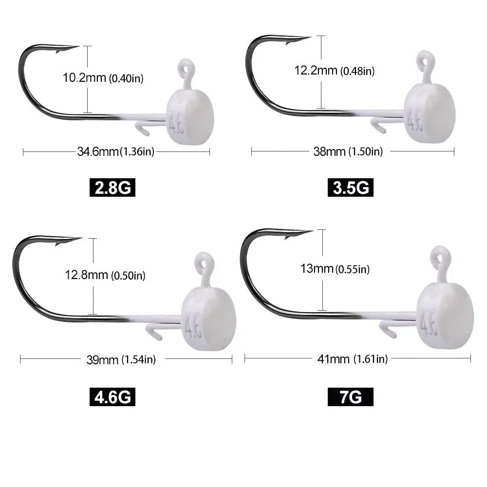 5pcs Anzóis de Pesca 2.8g 3.5g 4.6g 7g Ned Mushroom Head Jig Anzol Afiado com Barba para Iscas de Silicone Ferramentas de Pesca Jigging