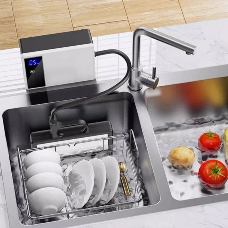 Household small, no-installation countertop dishwasher with sink, portable ultrasonic dishwasher