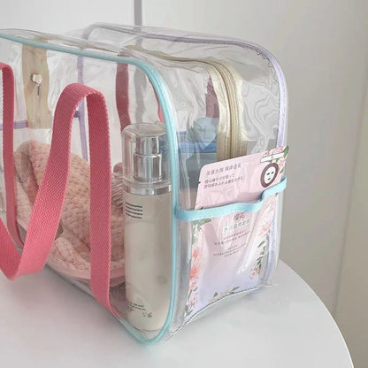 Makeup PVC Jelly Bag Business Trip Transparent Toiletries and Cosmetics Bag Travel Waterproof Swimming Storage Beach Bag