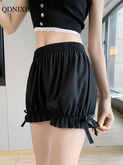 Summer Women's Shorts Bow Lace Thin Anti-exposure JK Lolita Pumpkin Leggings Outerwear Loose Bloomer Shorts Safety Pants