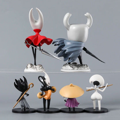 Hollow Knight Silksong The Knight Hornet Figures Estatueta Boneca Decoração de Modelo Fofo PVC Brinquedos Conjunto com 6