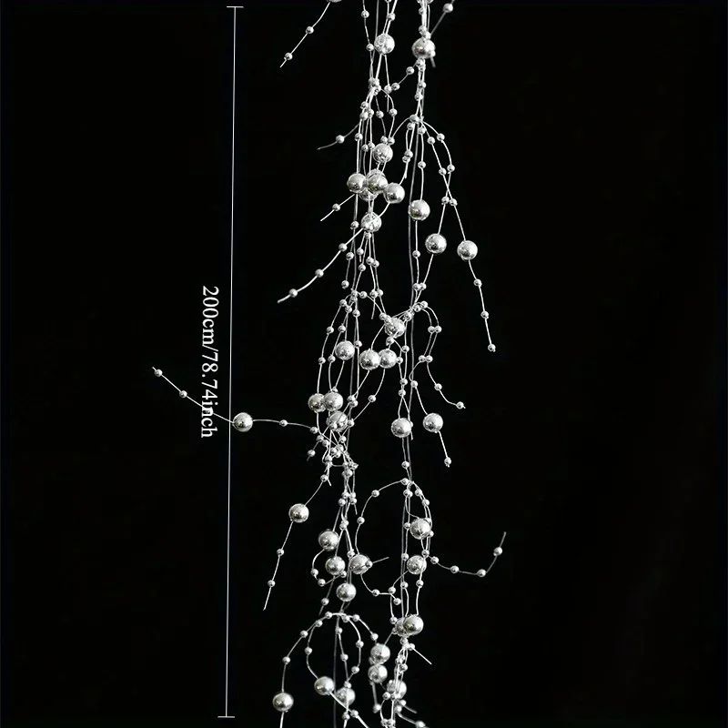 Christmas Pearl Bead Garland with Fishing Line Floral Hanging Ornament Bendable Design for Tree Decor Festival Party Arrangement