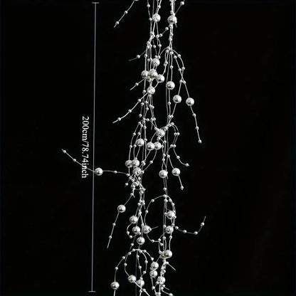 Christmas Pearl Bead Garland with Fishing Line Floral Hanging Ornament Bendable Design for Tree Decor Festival Party Arrangement