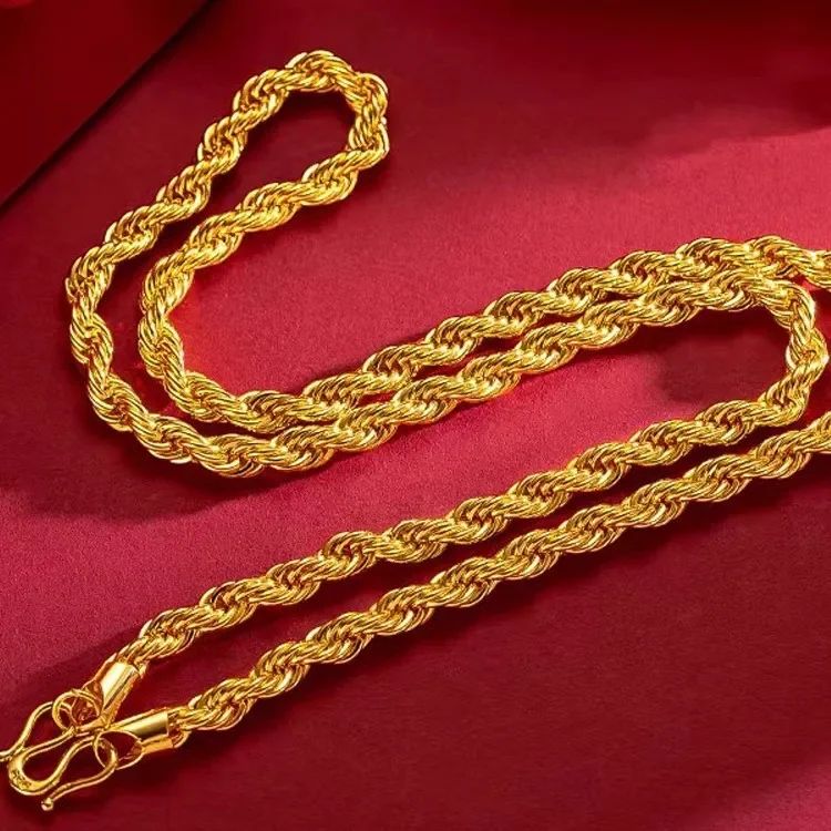 Colar Torcido em Ouro 18K, Corrente AU750 Colar Masculino Cabeça de Touro Dominador, 60cm.