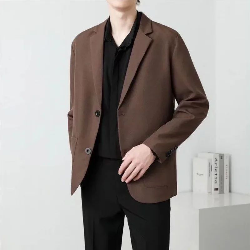 Brown Oversize Plus Big Size Jacket for Men Long Man Suits and Blazers Coats Fashionable Fashion 2025 New in Simple Breasted