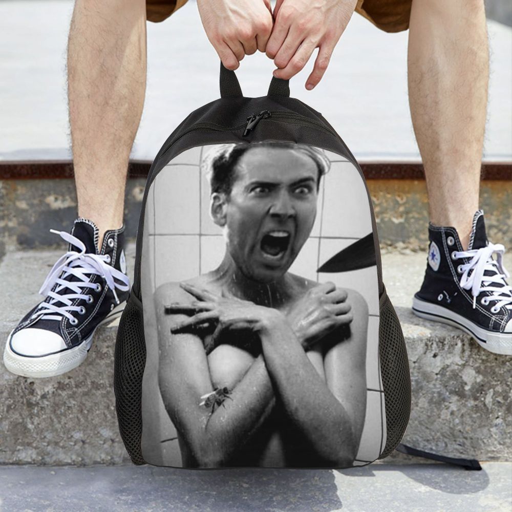 Custom Nicolas Cage Meme Laptop Backpack Women Men Basic Bookbag for College School Student Funny Bags