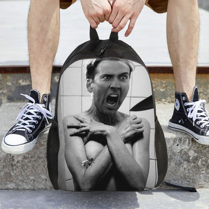 Custom Nicolas Cage Meme Laptop Backpack Women Men Basic Bookbag for College School Student Funny Bags