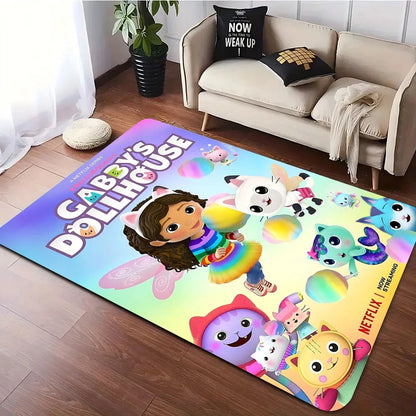 Cartoon Cute Gabbys Dollhouse Girl Carpet Rug for Bedroom Living Room Home Sofa Decoration,Children Game Large Decor Floor Mat