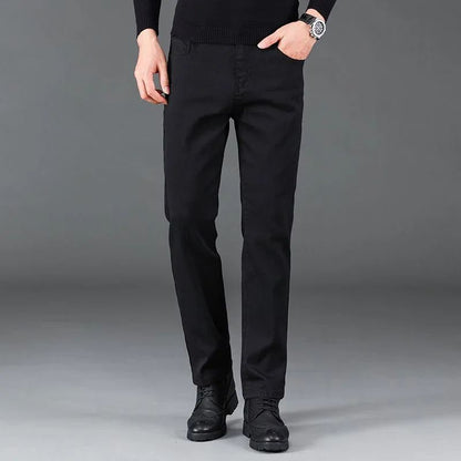 Calça Jeans Masculina de Marca de Luxo Stretch Reta Casual Slim Fit Jeans Masculino Design Clássico de Negócios Calça Tamanho Grande