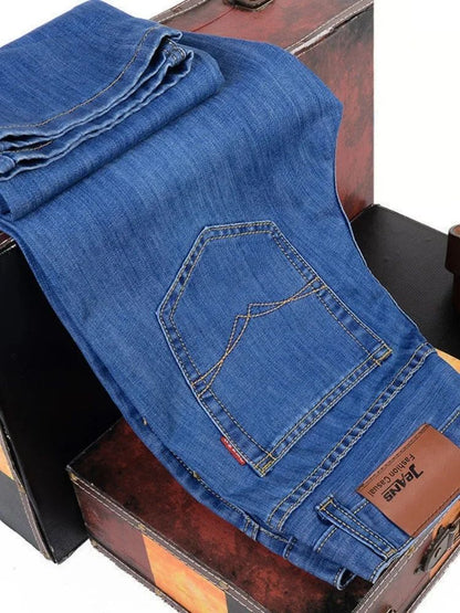 2024 NEW Men's Fashion Business Jeans Classic Style Casual Stretch Slim Jean Pants Male Brand Denim Trousers Black Blue