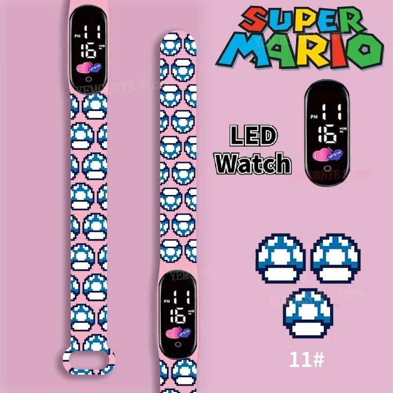 Mario Bros Children's Watches Action Figures Luigi Princess Peach Yoshi Bowser kids Sport Wristband Waterproof Digital Watch Toy
