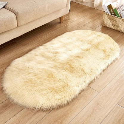 Super Soft Plush Oval Rug Mat Fluffy White Carpets for Living Room Home Decor Bedroom Kid Room Decoration Salon Thick Pile Rug