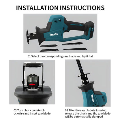 Serra Multifuncional Recarregável Makita DJR189 a Bateria de Lítio 18V, Serra para Cortar Metal, Serra Portátil, Ferramentas para Cortar Madeira