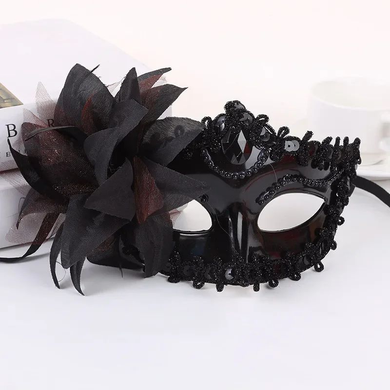 2026 Halloween Lace Half Face Mask Lily Flower Sexy Princess Cosplay Mask Party Dress Up Wearing Accessories