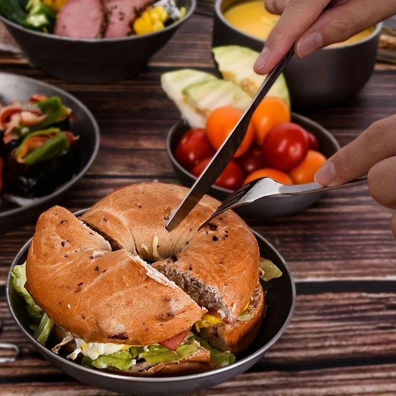 ortable Pure Titanium Tableware Set Lightweight Ti Camping Utility Cutlery with Carrying Bag for Traveling Picnic Hiking