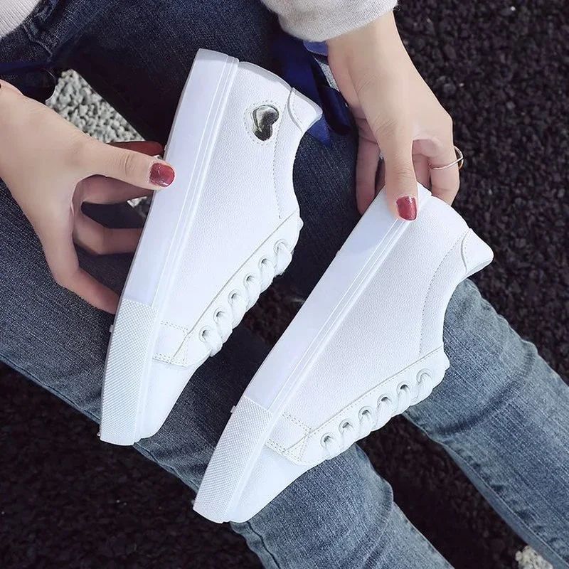 *2025 New in Fashion Casual White Sneakers Women Shoes for Womens Shoe Summer PU Leather Flats Platform Shoe Zapatillas Mujer