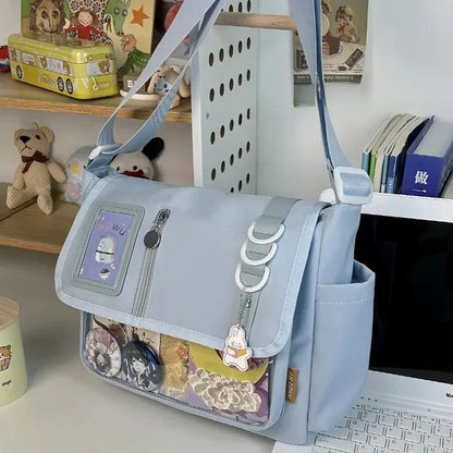 Japanese Harajuku School Bags for Teenage Girls New 2025 Transparent Itabag Crossbody Bag DIY Badges Display Plate Ita Bag